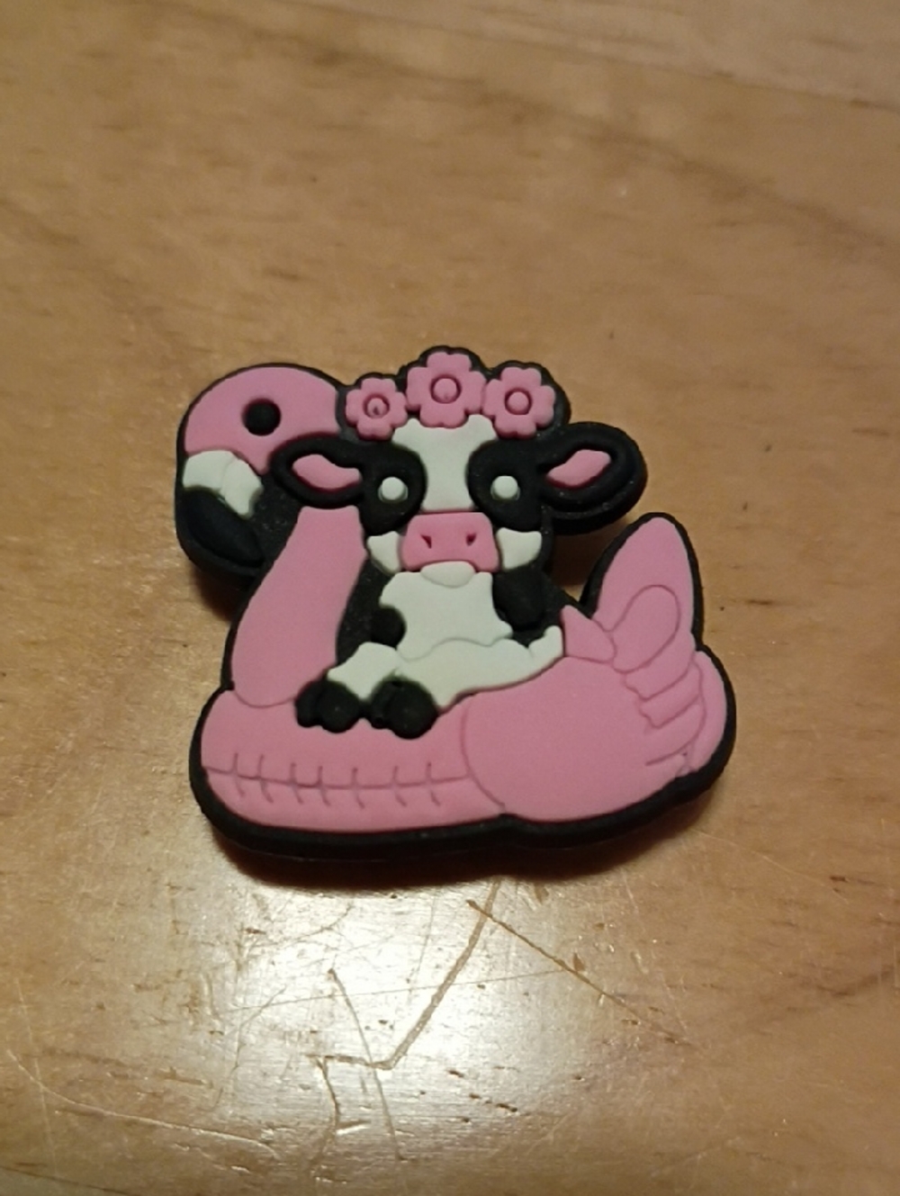 10 for $10 Jibbitz Croc Charms - Black & White Cow On Flamingo Floaty - New